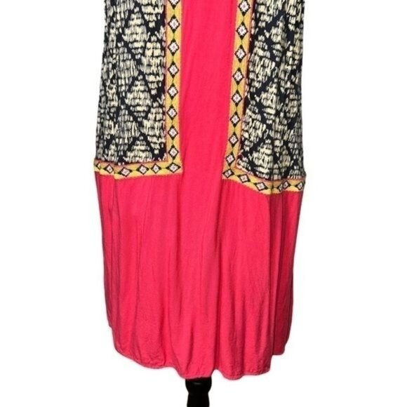 THML Anthropologie Tribal Print Sleeveless Midi Dress w/ Drawstring Accent Sz L - Picture 6 of 16